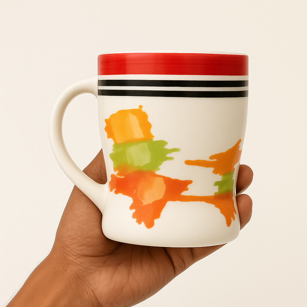 Paatra | Modern Artwork Printed Ceramic Coffee Mug (Set of 2, Multicolored )
