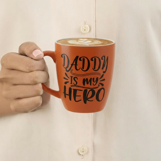 Paatra | Terracotta Finish Orange Ceramic Coffee Mug Set of 2 | Gift for Dad