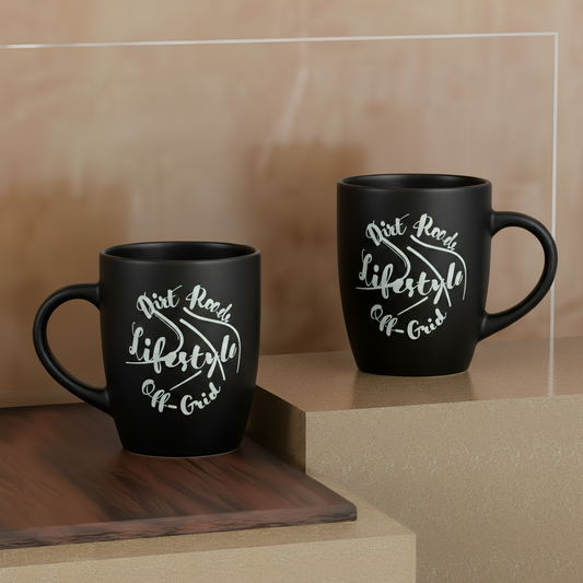 Paatra | Printed Matte Black Ceremic Coffee Mug Set of 2