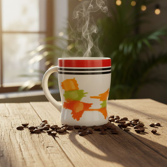 Paatra | Modern Artwork Printed Ceramic Coffee Mug (Set of 2, Multicolored )