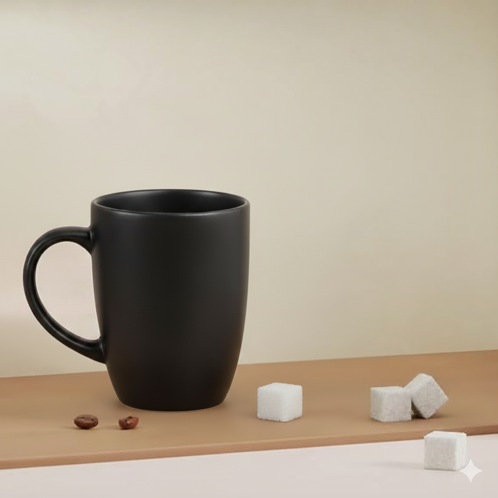 Paatra | Premium Matte Black Ceramic Coffee Mug Set of 2 | For Home & Office Use