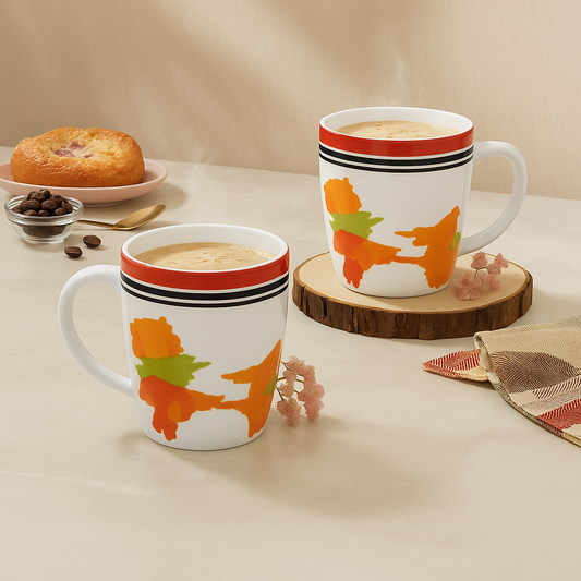 Paatra | Modern Artwork Printed Ceramic Coffee Mug (Set of 2, Multicolored )
