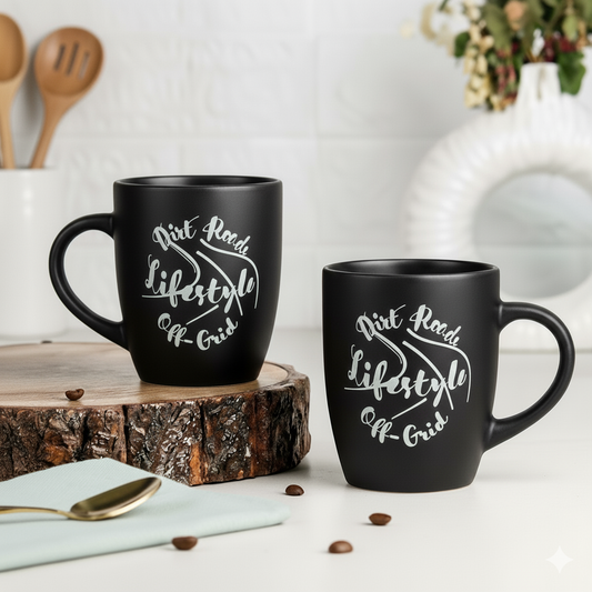 Paatra | Printed Matte Black Ceremic Coffee Mug Set of 2